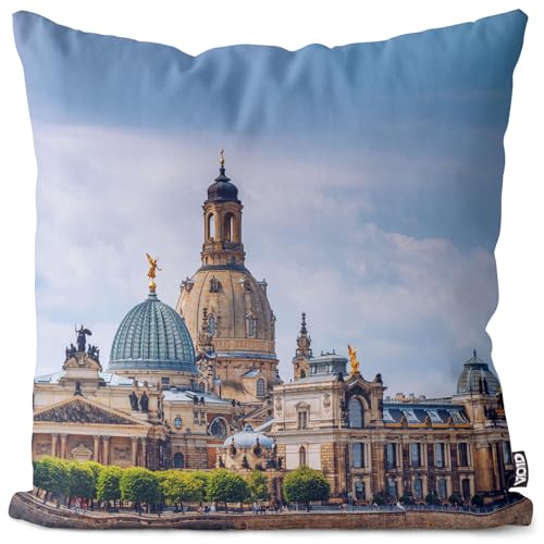 VOID Dresden Frauenkirche Kissenbezug Kissenhülle Deko Outdoor Dekoration Garten Dekokissen, Kissen Größe:50 x 50 cm von VOID