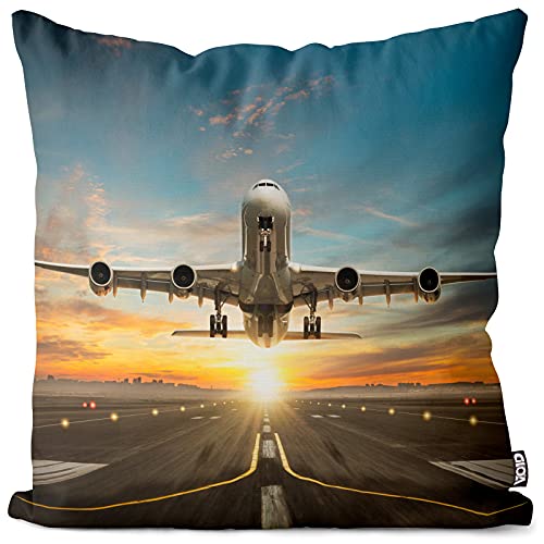 VOID Flugzeug Start Abheben Kissenbezug Kissenhülle Sofakissen Kissen Deko Outdoor-Kissen Dekokissen, Kissen Größe:60 x 60 cm von VOID