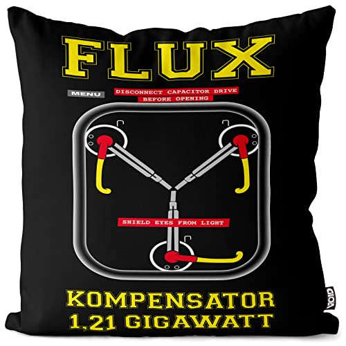 VOID Flux Kompensator Kissenbezug Kissenhülle Polyester wasserfest Outdoor Indoor Game Gamer Zukunft Zurück Zeitreise, Farbe:Schwarz, Kissen Größe:40 x 40 cm von VOID