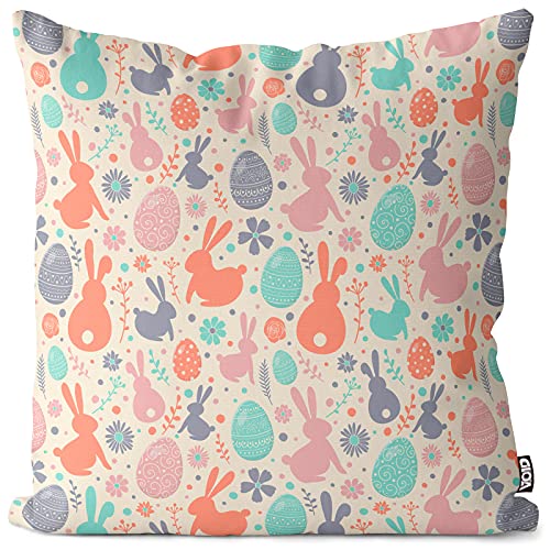 VOID Hasen Eier Nester Ostern Kissenbezug 40x40 Kissenhülle Polyester Zierkissen Couchkissen Ostern Osterdeko Deko, Kissen Größe:40 x 40 cm von VOID