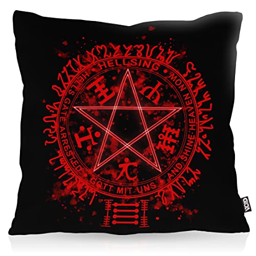 VOID Hellsing Pentagramm Kissenbezug Kissenhülle Polyester wasserfest Outdoor Vampir Anime Manga Japan, Kissen Größe:50 x 50 cm von VOID