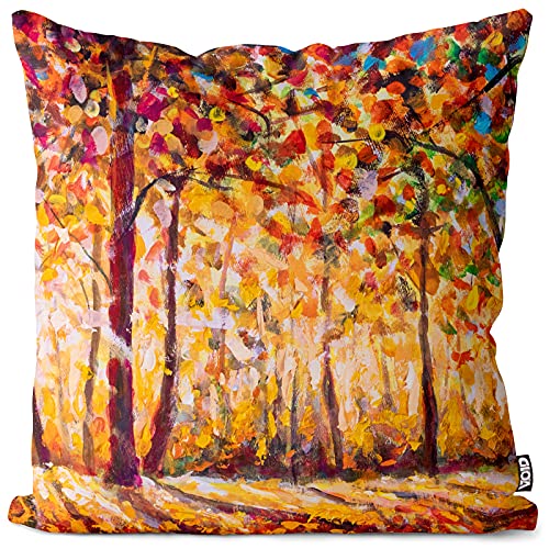 VOID Herbst Gemälde Bäume Laub Kissenbezug Kissenhülle Sofakissen Kissen Deko Outdoor-Kissen Dekokissen, Kissen Größe:50 x 50 cm von VOID