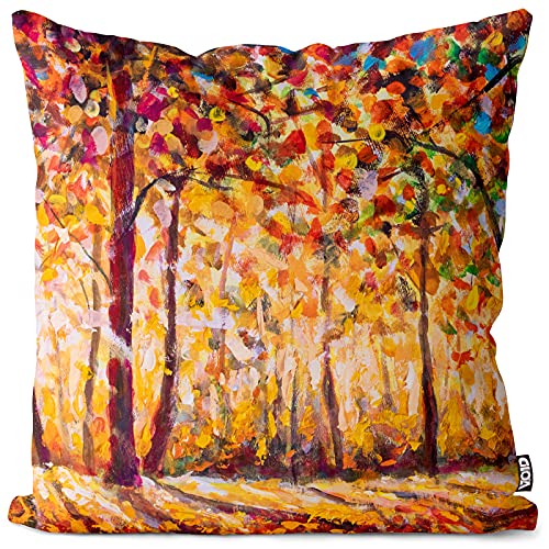VOID Herbst Gemälde Bäume Laub Kissenbezug Kissenhülle Sofakissen Kissen Deko Outdoor-Kissen Dekokissen, Kissen Größe:80 x 80 cm von VOID