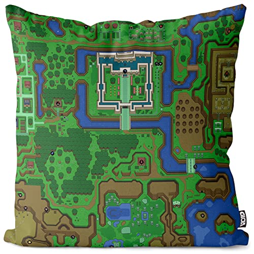 VOID Hyrule Kissenbezug Kissenhülle Outdoor Indoor link SNES n64 Past Ocarina of time Wind Waker, Kissen Größe:60 x 60 cm von VOID