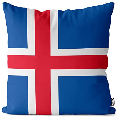 VOID Island Iceland Polyester Kissenbezug Flagge Fahne Fan-Kissen Kissenhülle Outdoor Indoor Bunt, Kissen Größe:40 x 40 cm von VOID