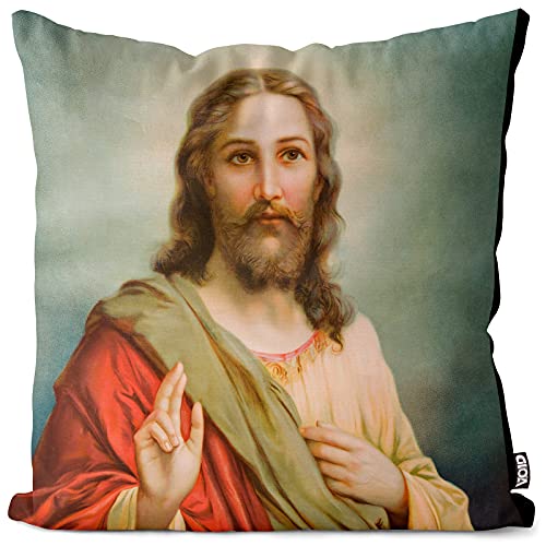 VOID Jesus Gemälde Bibel Kissenbezug Kissenhülle Polyester Weihnachten Deko Winter Outdoor Dekoration, Kissen Größe:45 x 45 cm VOID Jesus Gemälde Bibel Kissenbezug Kissenhülle Polyester Weihnachten Deko Winter Outdoor Dekoration, Kissen Größe:45 x 45 cm von VOID