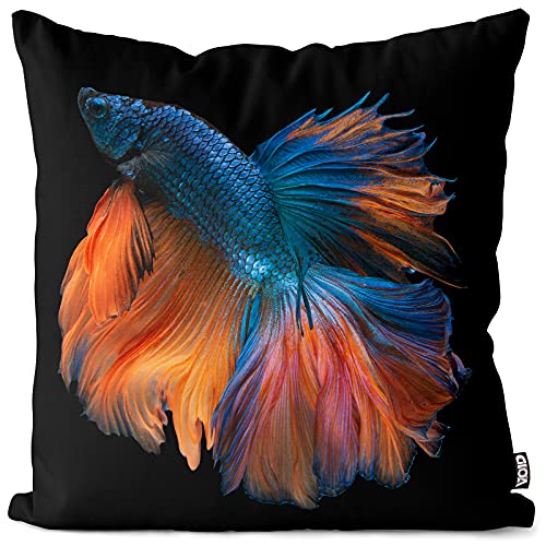 VOID Kampffisch Zierfisch Aquarium Kissenbezug Kissenhülle Sofakissen Kissen Deko Outdoor-Kissen Dekokissen, Kissen Größe:40 x 40 cm von VOID