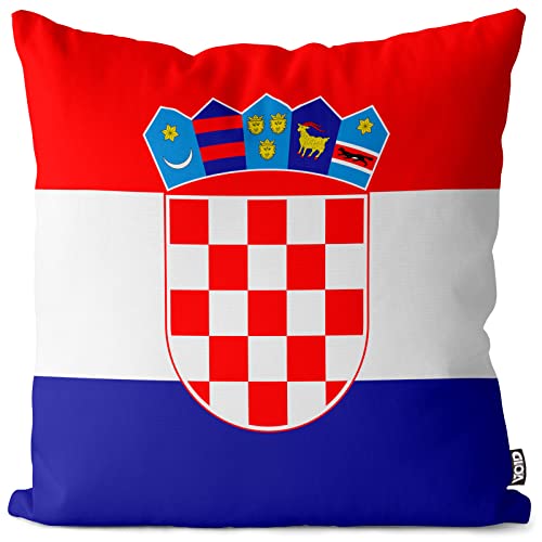 VOID Kroatien Croatia Polyester Kissenbezug Flagge Fahne Fan-Kissen Kissenhülle Outdoor Indoor Bunt, Kissen Größe:40 x 40 cm von VOID