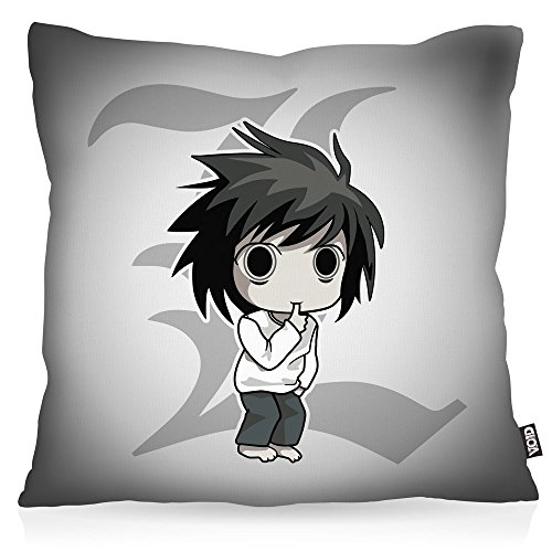 VOID L Death Note Kissenbezug Kissenhülle Outdoor Indoor Notizbuch Anime Manga Yagami, Kissen Größe:40 x 40 cm von VOID