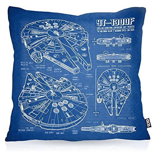 VOID Millennium Falcon Kissenbezug Kissenhülle Outdoor Indoor Blaupause falkon, Kissen Größe:60 x 60 cm VOID Millennium Falcon Kissenbezug Kissenhülle Outdoor Indoor Blaupause falkon, Kissen Größe:60 x 60 cm von VOID
