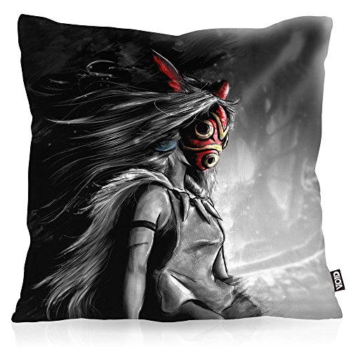 VOID Mononoke Mori Kissenbezug Kissenhülle Outdoor Indoor Wolf Prinzessin Anime, Kissen Größe:40 x 40 cm von VOID