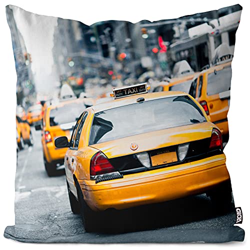 VOID New York Taxi NYC Kissenbezug Kissenhülle Sofakissen Kissen Deko Outdoor-Kissen Dekokissen, Kissen Größe:80 x 80 cm von VOID
