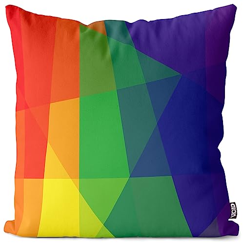 VOID Regenbogenfarben Muster Kissenbezug Kissenhülle Polyester wasserfest Outdoor Indoor, Kissen Größe:40 x 40 cm von VOID