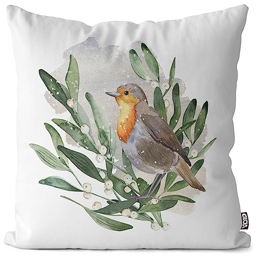 VOID Rotkehlchen Mistelzweig Zeichnung Kissenbezug Kissenhülle Polyester wasserfest Outdoor Indoor, Kissen Größe:60 x 60 cm VOID Rotkehlchen Mistelzweig Zeichnung Kissenbezug Kissenhülle Polyester wasserfest Outdoor Indoor, Kissen Größe:60 x 60 cm von VOID