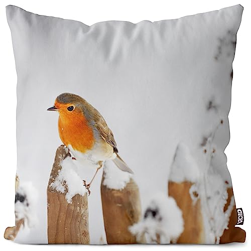 VOID Rotkehlchen Vogel Schnee Kissenbezug Kissenhülle Polyester Weihnachten Deko Winter Outdoor Dekoration, Kissen Größe:50 x 50 cm VOID Rotkehlchen Vogel Schnee Kissenbezug Kissenhülle Polyester Weihnachten Deko Winter Outdoor Dekoration, Kissen Größe:50 x 50 cm von VOID