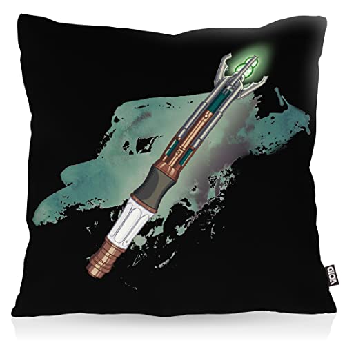 VOID Schallschraubenzieher Kissenbezug Kissenhülle Polyester wasserfest Outdoor zeitreise Serie Polizei notrufzelle, Kissen Größe:40 x 40 cm, Kissen Farbe:Schwarz von VOID