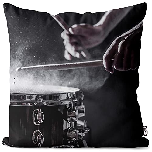 VOID Schlagzeug Trommel Musik Kissenbezug Kissenhülle Sofakissen Kissen Deko Outdoor-Kissen Dekokissen, Kissen Größe:60 x 60 cm von VOID