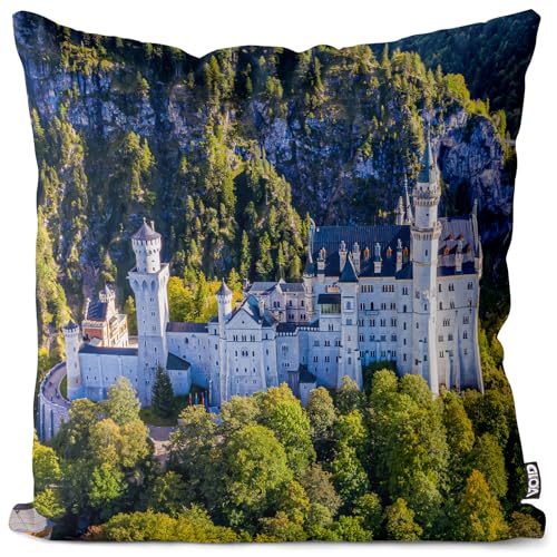 VOID Schloss Neuschwanstein Kissenbezug Kissenhülle Polyester Dekoration Garten Dekokissen, Kissen Größe:80 x 80 cm von VOID