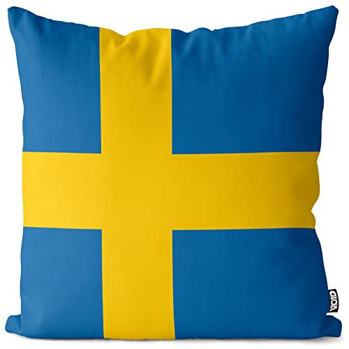 VOID Schweden Sweden Polyester Kissenbezug Flagge Fahne Fan-Kissen Kissenhülle Outdoor Indoor Bunt, Kissen Größe:40 x 40 cm von VOID