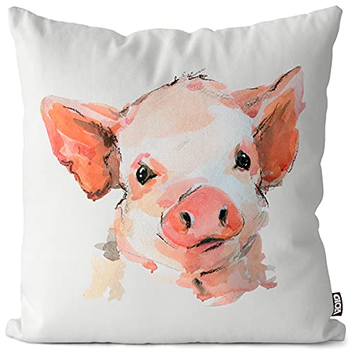 VOID Schwein Tiere Kinder Tierbaby Kissenbezug 45x45 Kissenhülle Polyester Zierkissen Couchkissen Ostern Osterdeko Deko, Kissen Größe:45 x 45 cm von VOID