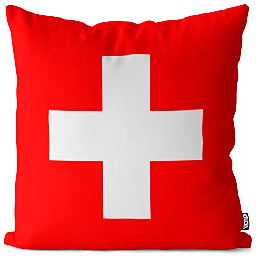 VOID Schweiz Switzerland Polyester Kissenbezug Flagge Fahne Fan-Kissen Kissenhülle Outdoor Indoor Bunt, Kissen Größe:40 x 40 cm von VOID