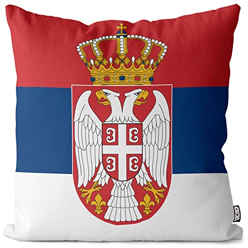 VOID Serbien Serbia Polyester Kissenbezug Flagge Fahne Fan-Kissen Kissenhülle Outdoor Indoor Bunt, Kissen Größe:50 x 50 cm von VOID