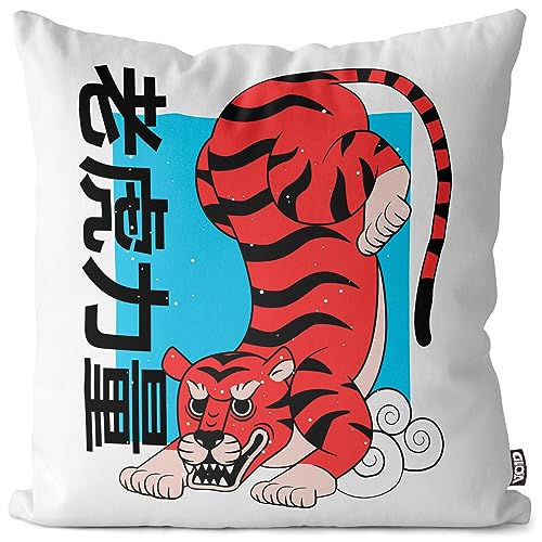 VOID Tiger Asien Anime Grafik Kissenbezug Kissenhülle Polyester Dekoration Outdoor Dekokissen, Kissen Größe:50 x 50 cm von VOID