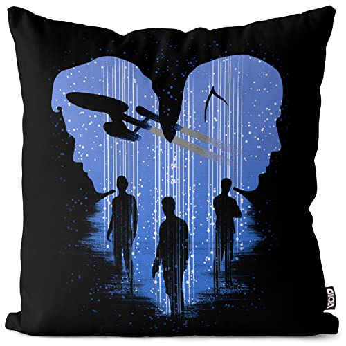 VOID Trek Crew Kissenbezug Kissenhülle Polyester wasserfest Outdoor Indoor Trekkie Star beamen, Kissen Größe:50 x 50 cm von VOID