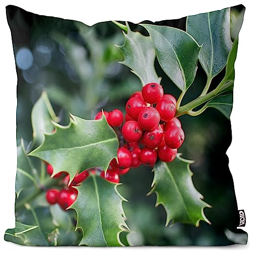 VOID Vogelbeere Winterbeerenbusch Kissenbezug Kissenhülle Polyester Weihnachten Deko Winter Outdoor Dekoration, Kissen Größe:40 x 40 cm VOID Vogelbeere Winterbeerenbusch Kissenbezug Kissenhülle Polyester Weihnachten Deko Winter Outdoor Dekoration, Kissen Größe:40 x 40 cm von VOID