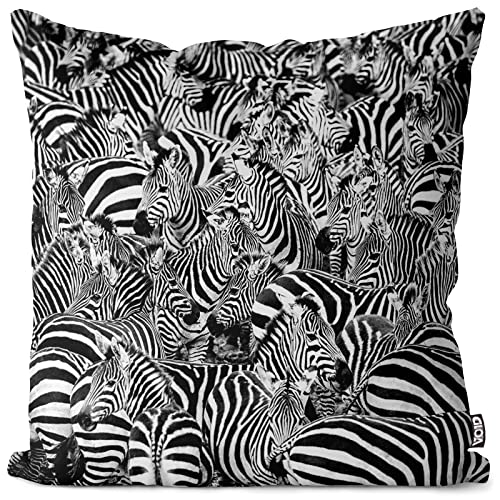 VOID Zebraherde Kissenbezug Kissenhülle Outdoor Indoor Zebra, Kissen Größe:60 x 60 cm von VOID