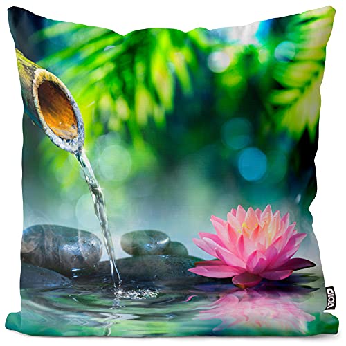 VOID Zen Garten Wasser Bambus Kissenbezug Kissenhülle Sofakissen Kissen Deko Ostern Outdoor-Kissen Dekokissen, Kissen Größe:50 x 50 cm von VOID