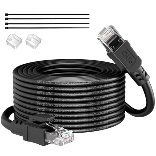 VOIETOLT Outdoor Cat 6 LAN Kabel 75meter, Außen Wasserdicht Direct Burial LLDPE UV Mantel - 24AWG 10Gbps Hochgeschwindigkeits Gigabit Ethernet Netzwerkkabel - CCA, UTP mit 80 Kabelbindern VOIETOLT Outdoor Cat 6 LAN Kabel 75meter, Außen Wasserdicht Direct Burial LLDPE UV Mantel - 24AWG 10Gbps Hochgeschwindigkeits Gigabit Ethernet Netzwerkkabel - CCA, UTP mit 80 Kabelbindern von VOIETOLT