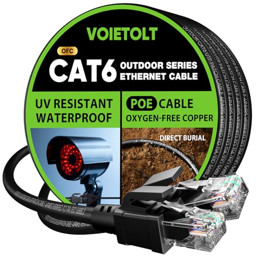 VOIETOLT Outdoor Cat 6 Lan Kabel 5meter, Reines Kupfer, POE+, Direct Burial Internetkabel, Lldpe, UV-Beständig, Wasserdicht, Hochgeschwindigkeits Gigabit Ethernet Netzwerkkabel VOIETOLT Outdoor Cat 6 Lan Kabel 5meter, Reines Kupfer, POE+, Direct Burial Internetkabel, Lldpe, UV-Beständig, Wasserdicht, Hochgeschwindigkeits Gigabit Ethernet Netzwerkkabel von VOIETOLT