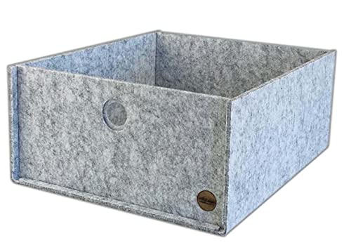 Aufbewahrungsbox CARGA Filz - ohne Deckel - u.a. für DAS schwedische Regal - 4 Größen 2 Farben - Made in Germany (CARGA KX2-38x32x15,9cm (TxBxH), hellgrau meliert) von VOIGTdesign