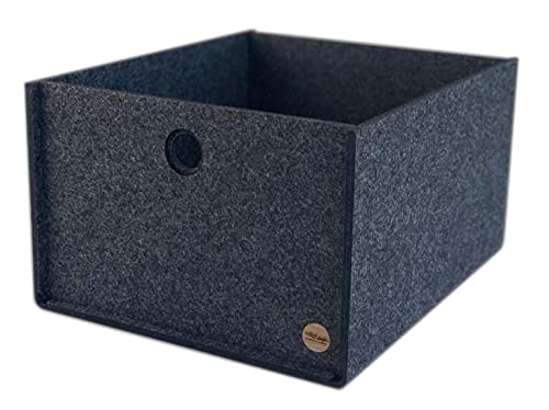 Aufbewahrungsbox CARGA Filz - ohne Deckel - u.a. für DAS schwedische Regal - 4 Größen 2 Farben - Made in Germany (CARGA KX3-38x32x21,2cm (TxBxH), anthrazit meliert) von VOIGTdesign
