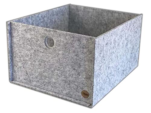 Aufbewahrungsbox CARGA Filz - ohne Deckel - u.a. für DAS schwedische Regal - 4 Größen 2 Farben - Made in Germany (CARGA KX3-38x32x21,2cm (TxBxH), hellgrau meliert) von voigtdesign