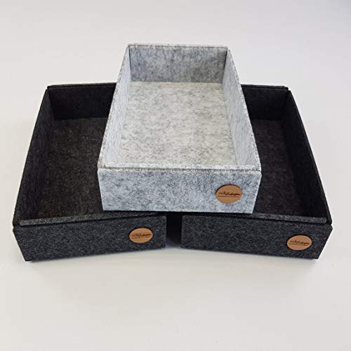 Box FILZ Aufbewahrung Ordnung Schubladenbox Regalbox Schrankbox Korb 6 Größen (G3H - 30x15x6cm, weißgrau meliert) von VOIGTdesign