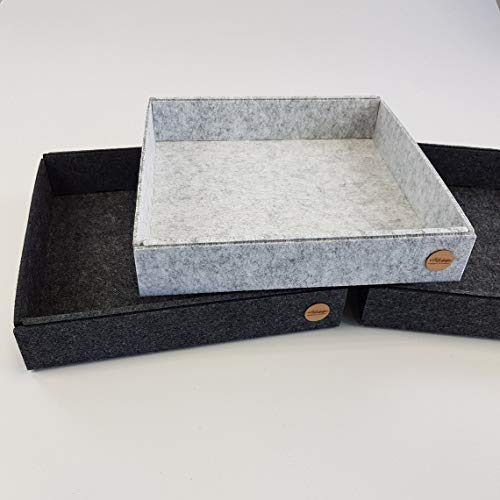 Box FILZ Aufbewahrung Ordnung Schubladenbox Regalbox Schrankbox Korb 6 Größen (G4H - 30x30x6cm, anthrazit meliert) von VOIGTdesign
