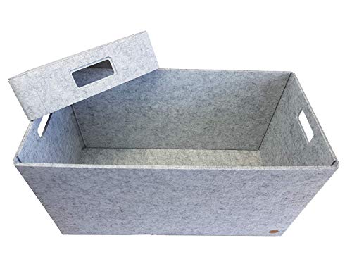 VOIGTdesign Aufbewahrungsbox Filz Regalkorb Filzbox Korb Box Allzweckbox mit Deckel (5 Größen) (Gr. XXL - 64x32x34cm) von VOIGTdesign