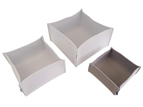 VOIGTdesign Filz-Körbchen 20x20x8cm (20 Farben) - Korb - Box - Aufbewahrung - Utensilienkorb - Brotkorb - Obstkorb - Regalkorb - eckig – quadratisch (106 graubeige) von VOIGTdesign