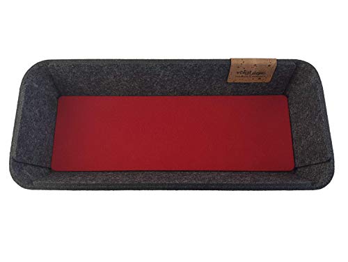 VOIGTdesign Schale Filz anthrazit meliert Deko Tisch Aufbewahrung Ordnung Kommode Regal Büro 3 Ausführungen (S3 - ca.25x8x5cm, anthrazit meliert, 142 weinrot) von VOIGTdesign