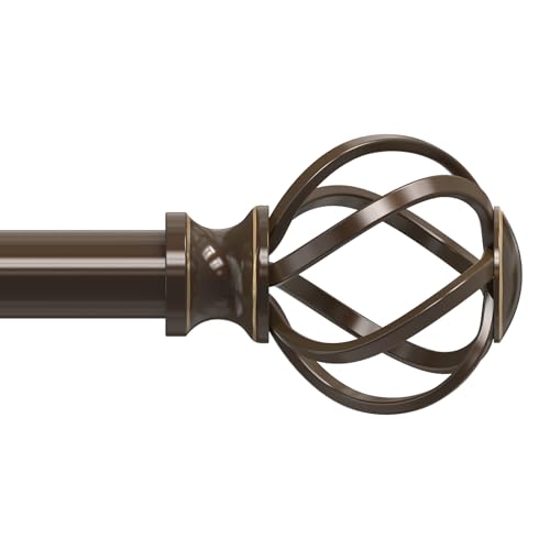 Curtain Rods for Windows 28 to 48 Inch(2.3-4 Feet),3/4" Diameter Bronze Drapery Rods with Twisted Cage Finials,Size:18-45 Inch von VOIIY