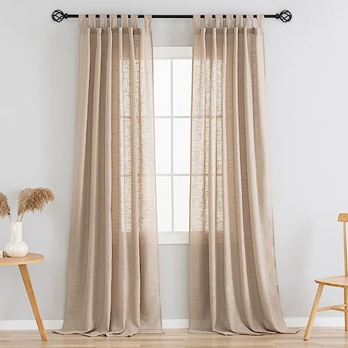 VOILYBIRD Halbtransparente Gardinen Ösen Vorhänge, Elegante Schlaufen, lichtfilternde Vorhänge für Schlafzimmer und Wohnzimmer (Hellbraun, B 52 x L 84) von VOILYBIRD