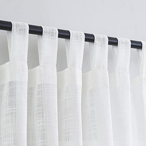 VOILYBIRD Leinen-Vorhänge, halb-transparent, mit Schlaufen, Fensterbehandlung, für Wohnzimmer, 132 x 244 cm (B x L), Off-White von VOILYBIRD