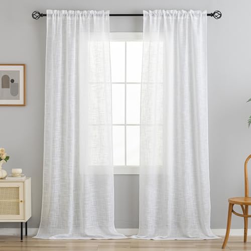 VOILYBIRD Vorhänge mit Leinenstruktur, Bauernhaus-Vorhänge, 160 cm lang, Landhausstil, B 40 x L 63 cm, Weiß, 2 Paneele VOILYBIRD Vorhänge mit Leinenstruktur, Bauernhaus-Vorhänge, 160 cm lang, Landhausstil, B 40 x L 63 cm, Weiß, 2 Paneele von VOILYBIRD