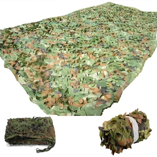 VOIRDA Outdoor Tarnnetz 6x8 2x3 4x5 4x6m Woodland Armee Tarnung Net Militär Camouflage Netz für Dekoration Camping Party Jagd Camping Sonnenschutz Sichtschutz(4x9m(13 * 29.5ft)) von VOIRDA