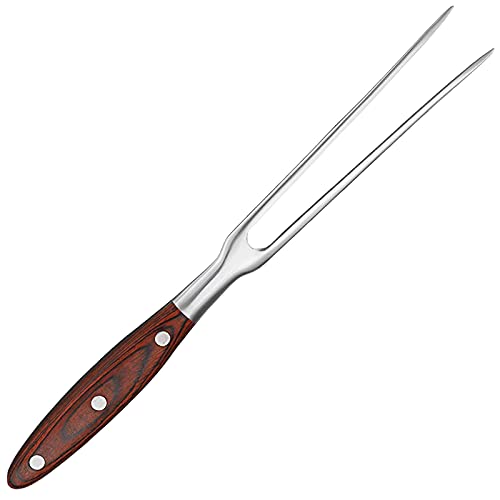 VOJACO Tranchiergabel, Metallgabel, 30,5 cm lange Kochgabel mit Holzgriff, robuster Edelstahl, Küche, Serviergrill, Grill, zwei verzinnte Gabel von VOJACO