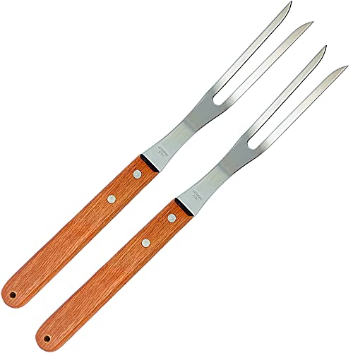 VOJACO Tranchiergabeln aus Edelstahl, 33 cm, mit Holzgriff, robuste Metall-Gabeln zum Grillen, Braten, Servieren, 2 Stück VOJACO Tranchiergabeln aus Edelstahl, 33 cm, mit Holzgriff, robuste Metall-Gabeln zum Grillen, Braten, Servieren, 2 Stück von VOJACO