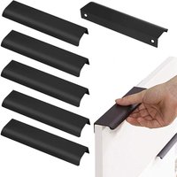 6 Möbelgriffe, 128 mm verdeckte mattschwarze Türgriffe, Aluminiumprofilgriff, integrierter Griff, Küchenschrankgriff für 6 Möbelgriffe, 128 mm verdeckte mattschwarze Türgriffe, Aluminiumprofilgriff, integrierter Griff, Küchenschrankgriff für von VOLAVO