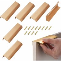 Möbelgriffe, 6 Stück 150 mm verdeckte Türgriffe in Mattgold, Griff aus Aluminiumprofil, integrierter Griff, Küchenschrankgriff für von VOLAVO